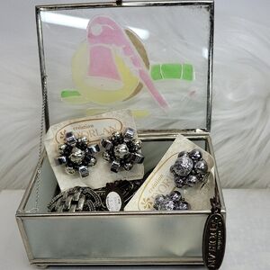 Vintage D'orlan Jewelry In A Cute Vintage Glass Box